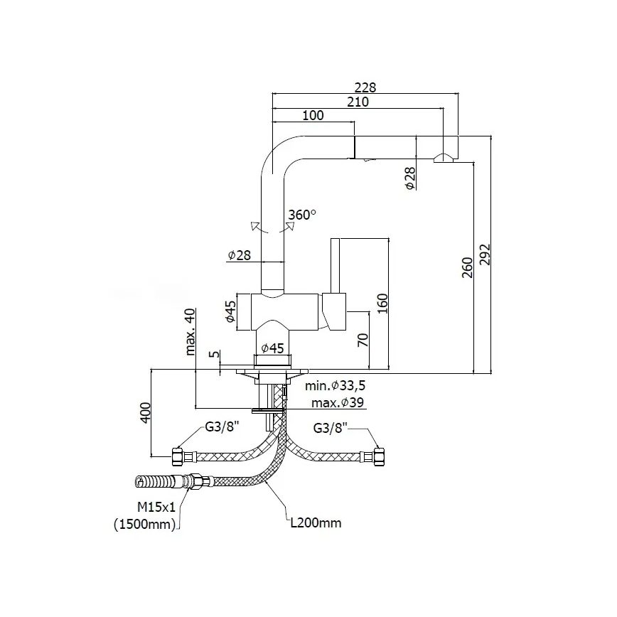 Paffoni - Izlietnes jaucējkrāns ar izvelkamu izsmidzinātāju LIGHT 29,2 cm spīdīgs hroms