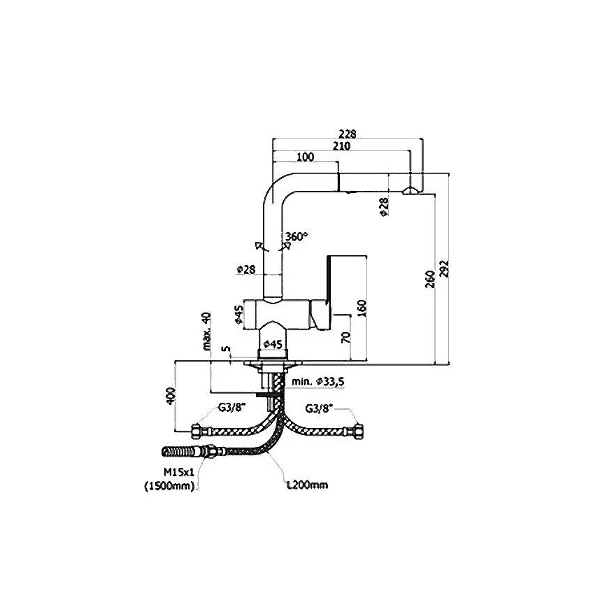 Paffoni - Izlietnes jaucējkrāns ar izvelkamu izsmidzinātāju RINGO 29,2 cm