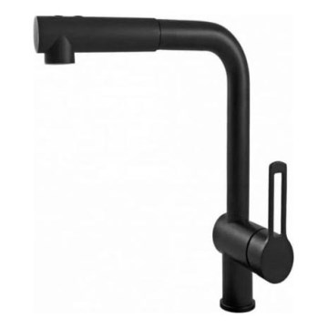 Paffoni - Izlietnes jaucējkrāns ar izvelkamu izsmidzinātāju RINGO 29,2 cm melns