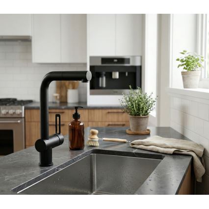 Paffoni - Izlietnes jaucējkrāns ar izvelkamu uzgali RINGO, melns