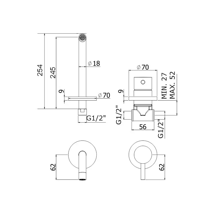 Paffoni - Izlietnes jaucējkrāns iebūvējamai montāžai LIGHT spīdīgs hroms