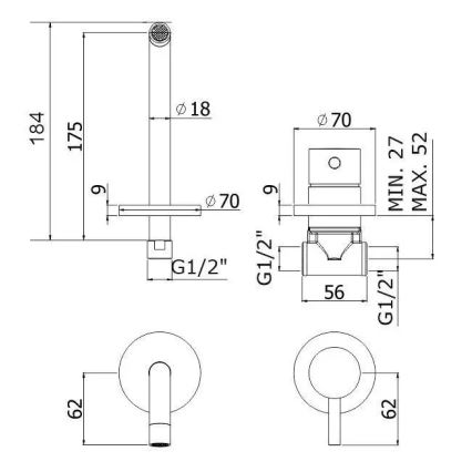 Paffoni - izlietnes jaucējkrāns iebūvētai instalācijai LIGHT, melns
