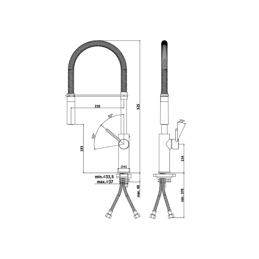 Paffoni - Izlietnes jaucējkrāns LIGHT ar izvelkamu izsmidzinātāju, 52,5 cm, spīdīgs hroms