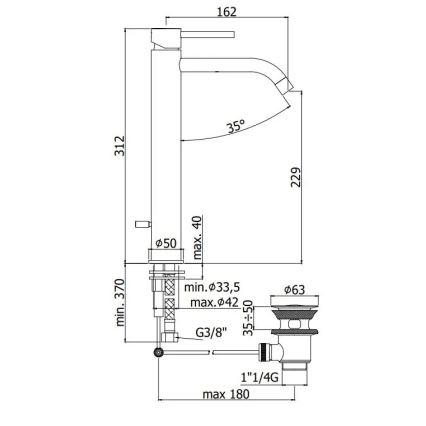 Paffoni - izlietnes jaucējkrāns LIGHT + izplūdes komplekts, sukāta zelta apdare