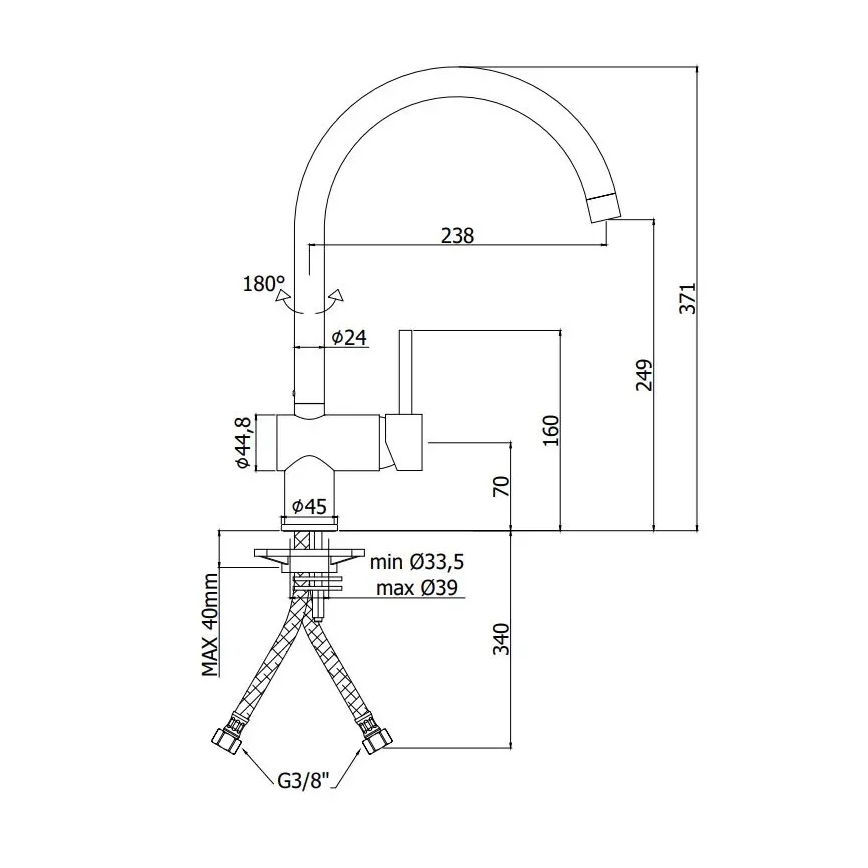 Paffoni - Izlietnes jaucējkrāns LIGHT melns