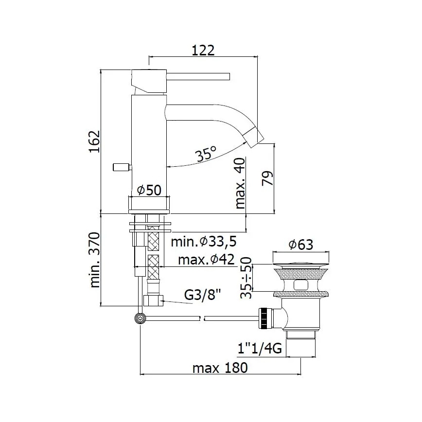 Paffoni - izlietnes jaucējkrāns + noteka LIGHT balts