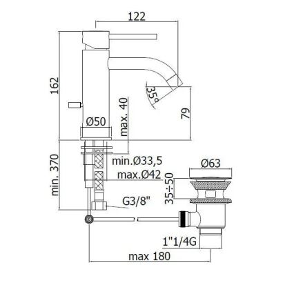 Paffoni - izlietnes jaucējkrāns + noteka LIGHT spīdīgs hroms