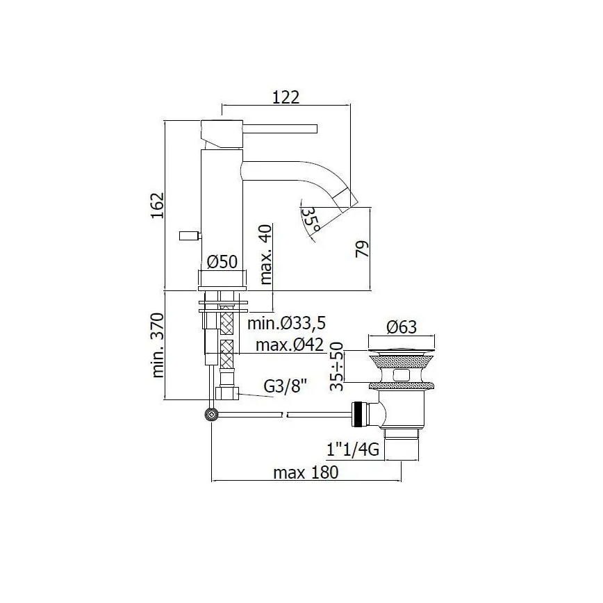Paffoni - izlietnes jaucējkrāns + noteka LIGHT spīdīgs hroms
