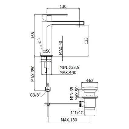 Paffoni - Izlietnes maisītājs + izlietnes aizbīdnis TANGO matēts hroms