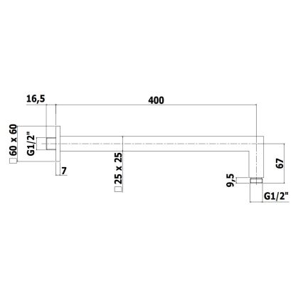 Paffoni - Kvadrātveida dušas roka 40 cm melna