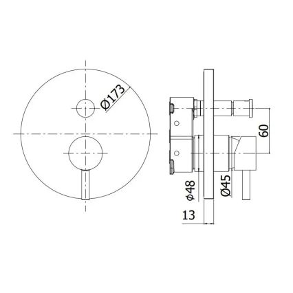Paffoni - LIGHT dušas jaucējkrāns iebūvei, spīdīgs hroms