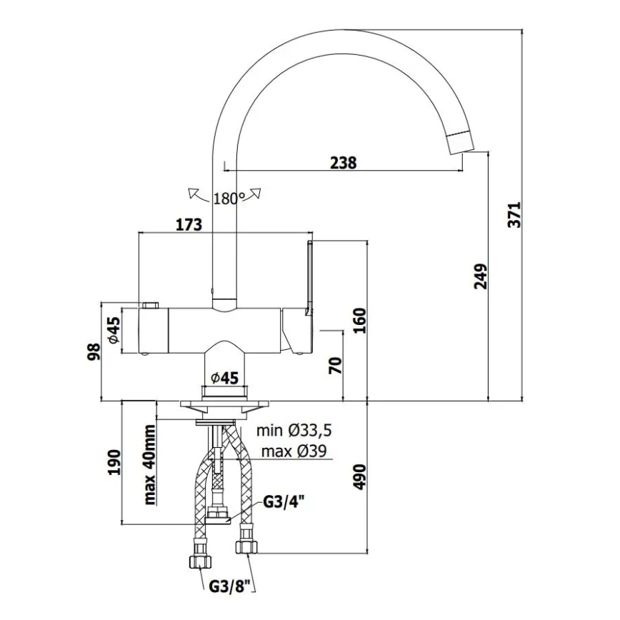 Paffoni - RINGO virtuves izlietnes jaucējkrāns, spīdīgs hroms