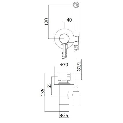 Paffoni - sienas komplekts ar rokas bidē dušu iebūvei RINGO WEST, bronza