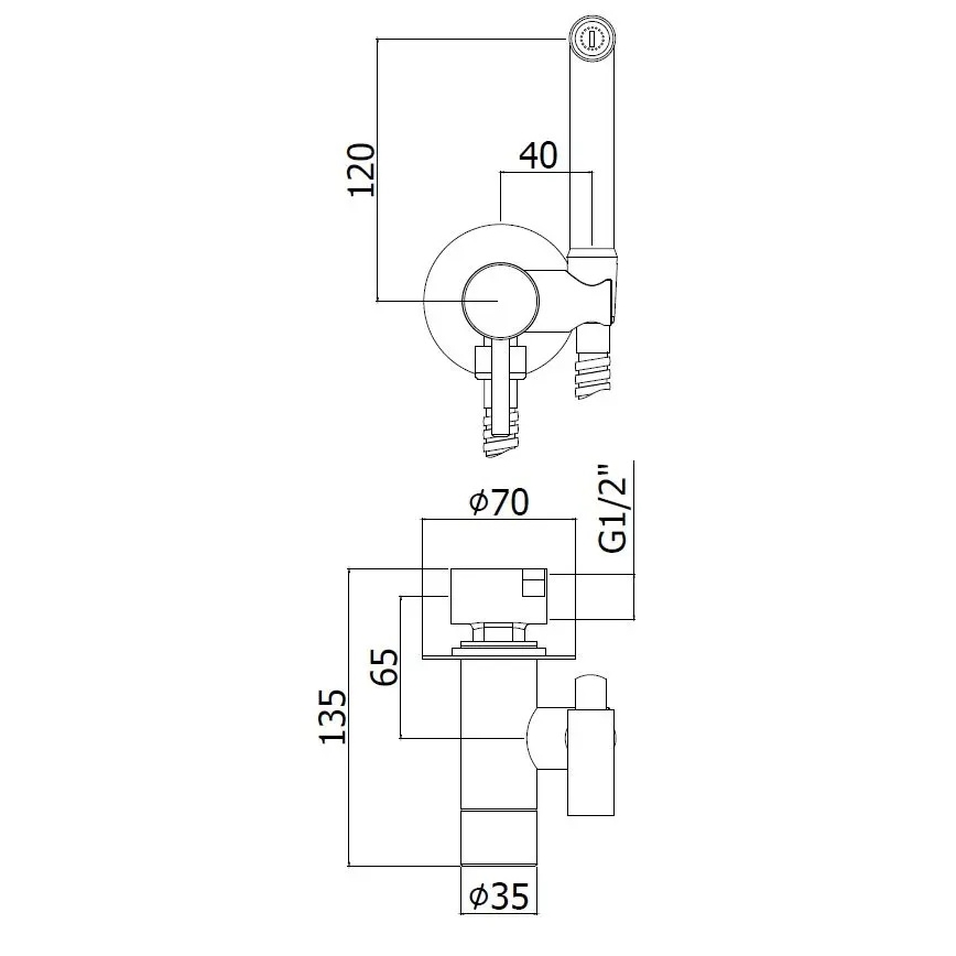 Paffoni - sienas komplekts ar rokas bidē dušu iebūvei RINGO WEST, bronza
