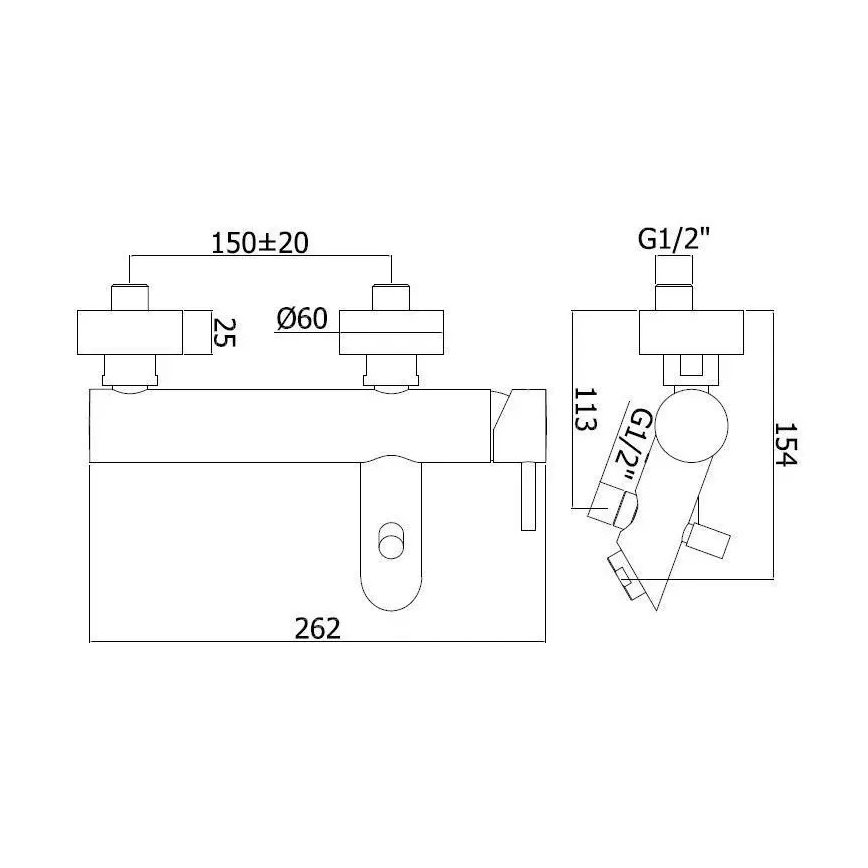 Paffoni - Vannas jaucējkrāns LIGHT no nerūsējošā tērauda