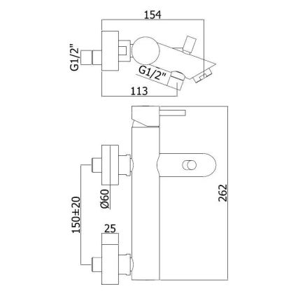 Paffoni - vannas jaucējkrāns LIGHT, spīdīgs hroms