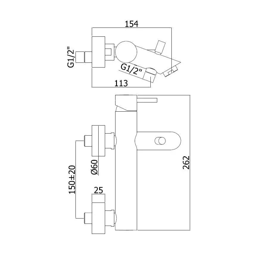 Paffoni - vannas jaucējkrāns LIGHT, spīdīgs hroms