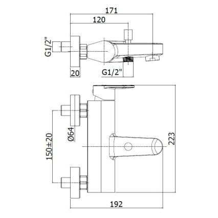 Paffoni - Vannas komplekts ar jaucējkrānu CANDY, spīdīgs hroms