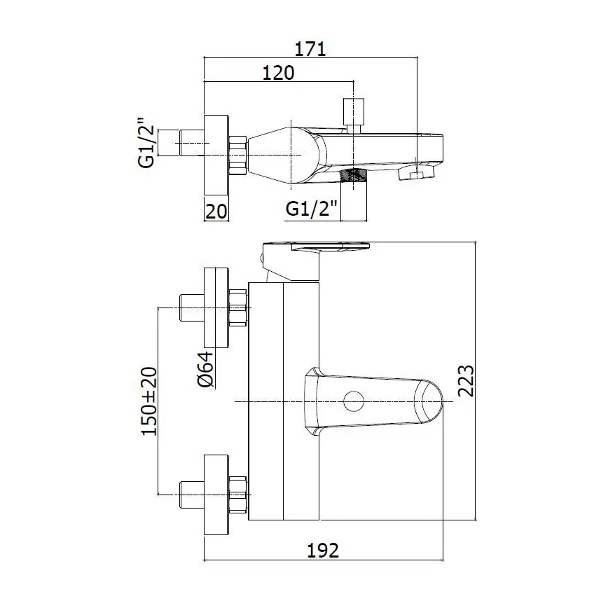 Paffoni - Vannas komplekts ar jaucējkrānu CANDY, spīdīgs hroms