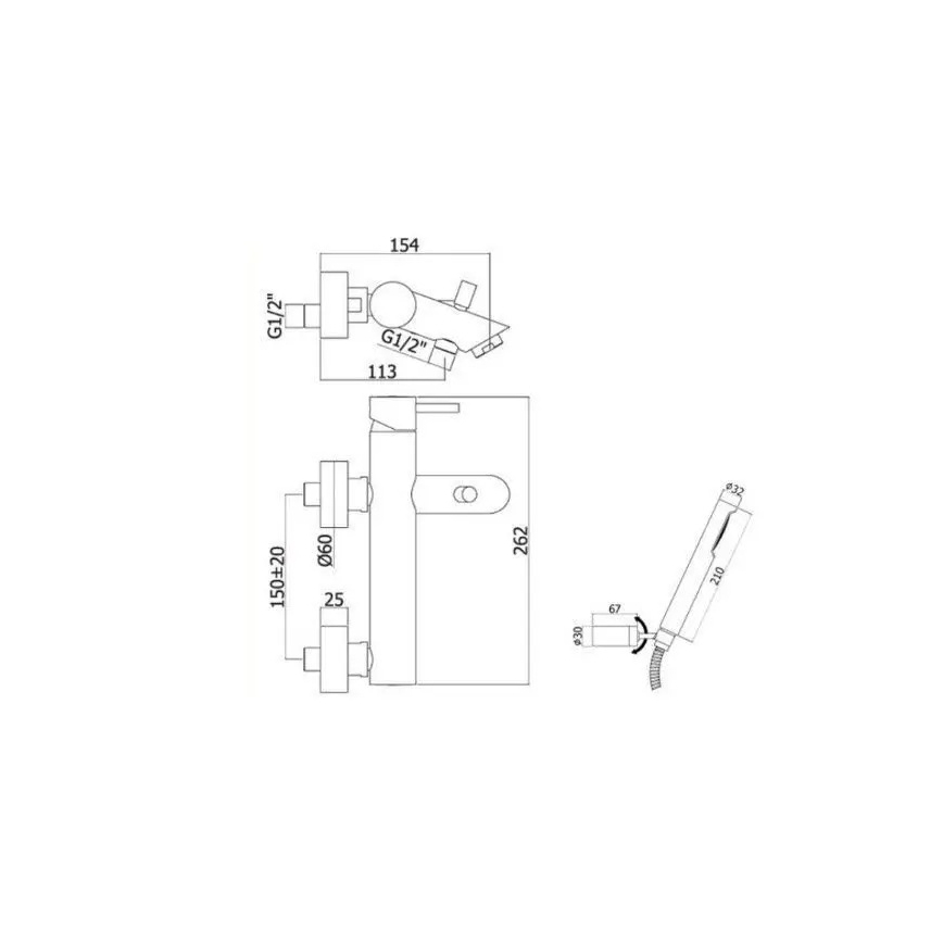 Paffoni - Vannas komplekts ar jaucējkrānu LIGHT birstēta zelta