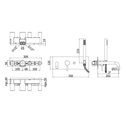 Paffoni - Vannas komplekts LIGHT matēts hroms