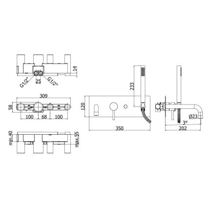 Paffoni - Vannas komplekts LIGHT melns