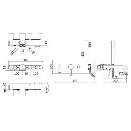 Paffoni - Vannas komplekts LIGHT spīdīgs hroms