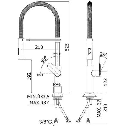 Paffoni - virtuves izlietnes jaucējkrāns ar izvelkamu izsmidzinātāju CANDY 52,5 cm, melns