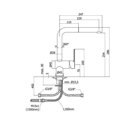 Paffoni - Virtuves jaucējkrāns ar izvelkamu izsmidzinātāju RINGO 28,6 cm
