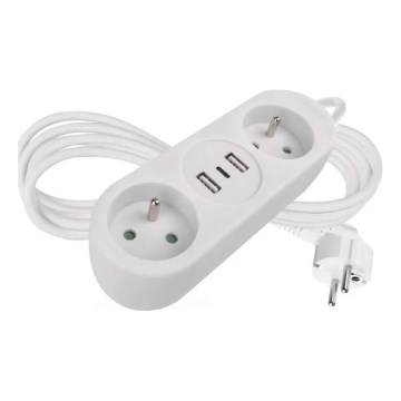 Pagarinājuma kabelis 2 kontaktligzdas + 2x USB-A + USB-C 1,4 m