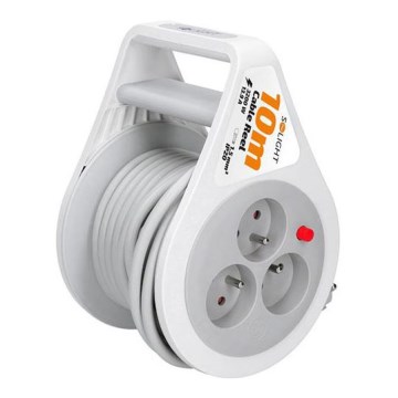 Pagarinājuma kabelis uz spoles, 3 kontaktligzdas, 10 m