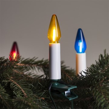 Pagarinājuma LED āra Ziemassvētku virtene FELICIA FILAMENT 20xE10 14m krāsaina/silti balta IP44, Made in the EU