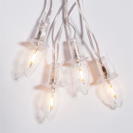 Paplašināma LED āra virtene CONE FILAMENT 20xE10 14m caurspīdīga/silti balta IP44, Ražots Čehijā