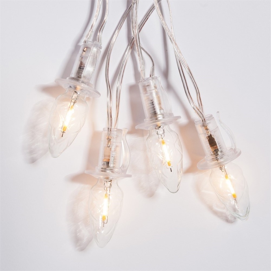 Paplašināma LED āra virtene CONE FILAMENT 20xE10 14m caurspīdīga/silti balta IP44, Ražots Čehijā