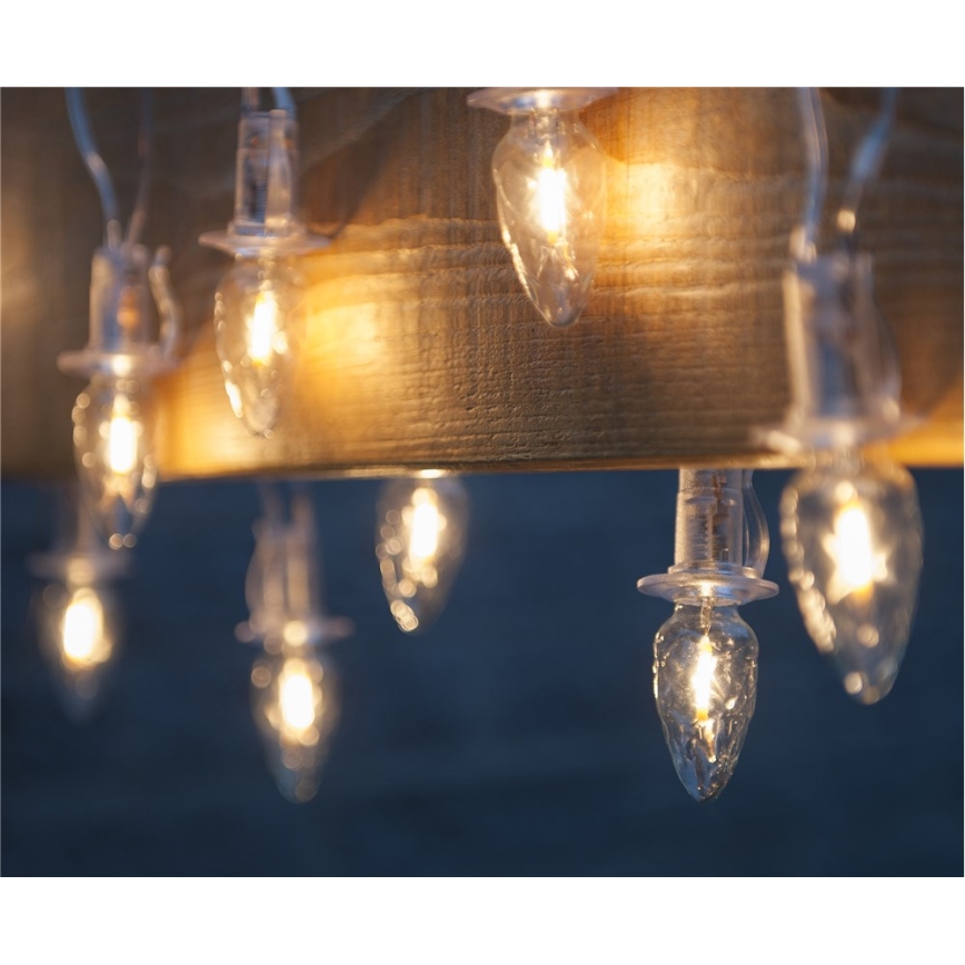 Paplašināma LED āra virtene CONE FILAMENT 20xE10 14m caurspīdīga/silti balta IP44, Ražots Čehijā