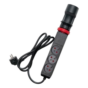 Pagarināmais kabelis ar galda stiprinājumu, 3 ligzdas E tipa + 2x USB-A + 1x USB-C, 1,5 m, melns