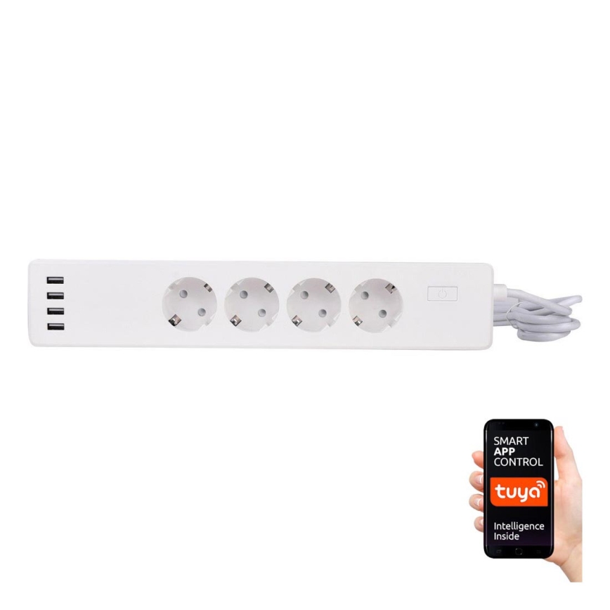 Pagarināmais kabelis ar slēdzi 1,8 m + 4x USB/Wi-Fi Tuya SCHUKO