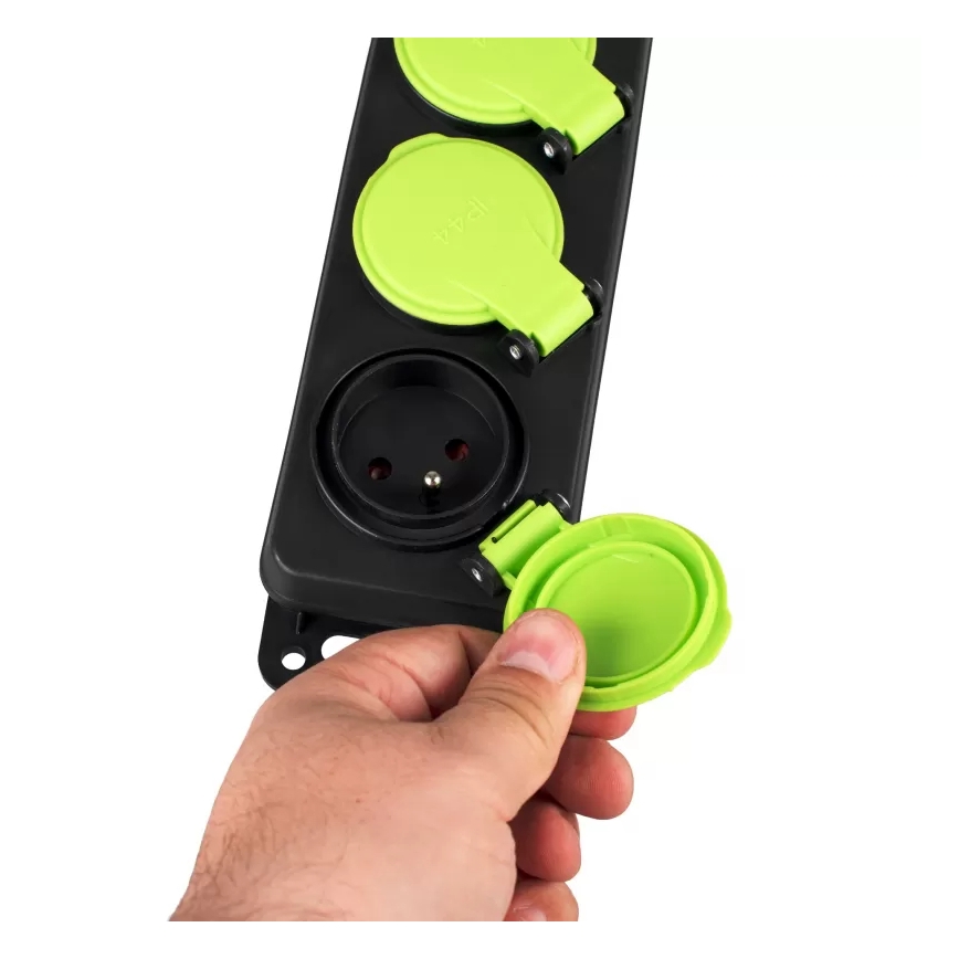 Pagarināmais kabelis ar slēdzi, 3 kontaktligzdas, 5 m, IP44