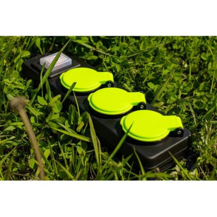 Pagarināmais kabelis ar slēdzi, 3 ligzdas, 10 m, IP44