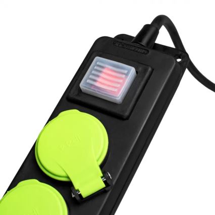 Pagarināmais kabelis ar slēdzi, 3 ligzdas, 10 m, IP44