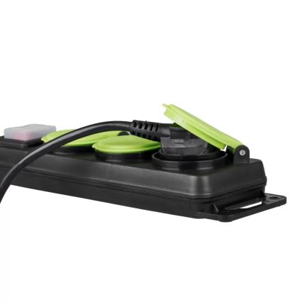 Pagarināmais kabelis ar slēdzi, 3 ligzdas, 10 m, IP44