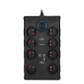 Pagarināmais kabelis ar slēdzi un pārsprieguma aizsardzību 8Z E tips + 1xUSB-A + 1xUSB-C 2m melns