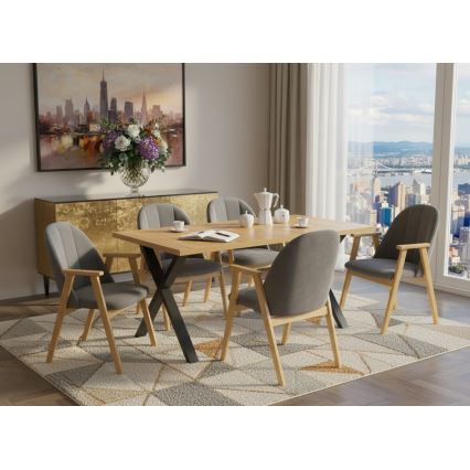 Pagarināms ēdamgalds DOMO 150/190x80 cm craft ozols/melns