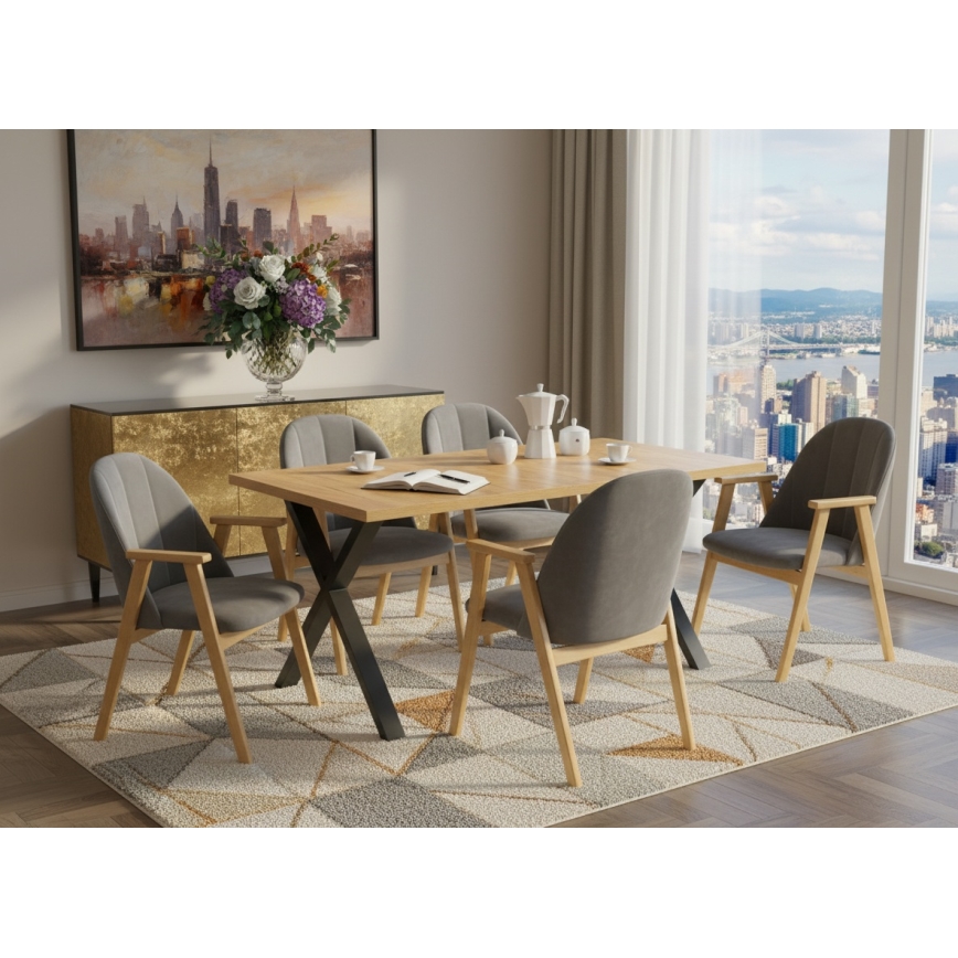 Pagarināms ēdamgalds DOMO 150/190x80 cm craft ozols/melns