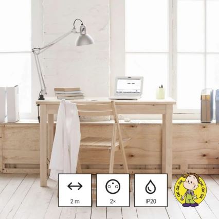 Pagarinājuma kabelis 2 kontaktligzdas + 2x USB-A + USB-C 1,4 m