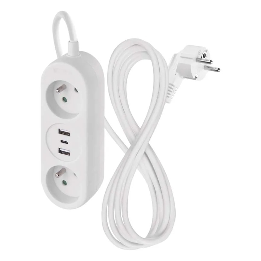 Pagarinājuma kabelis 2 kontaktligzdas + 2x USB-A + USB-C 1,4 m