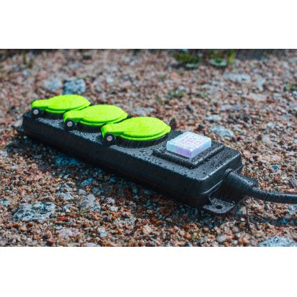 Pagarināšanas kabelis ar slēdzi, 3 kontaktligzdas, 20m, IP44