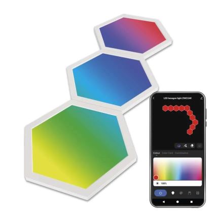 KOMPLEKTS 3x LED RGBIC+CCT Aptumšojams panelis - paplašinājums 3xLED/1,8W/230V Wi-Fi Tuya