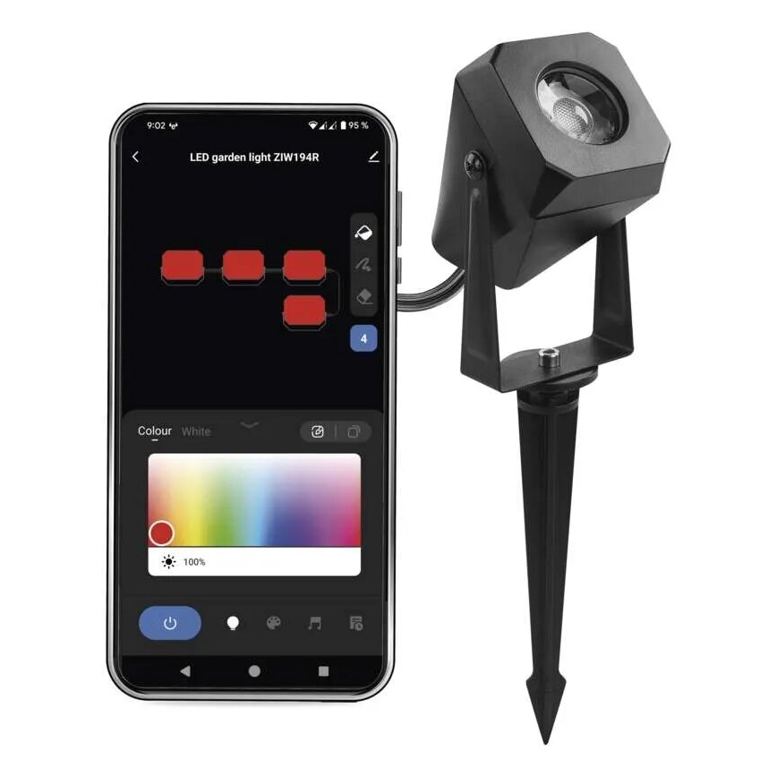 LED RGBIC Aptumšojama āra lampa GoSmart - paplašinājums LED/1,5W/230V 3000-6500K IP65 Wi-Fi Tuya