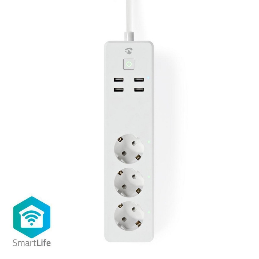 Pagarinātāja vads ar slēdzi WIFI 3z F/4xUSB/16A 1,8 m